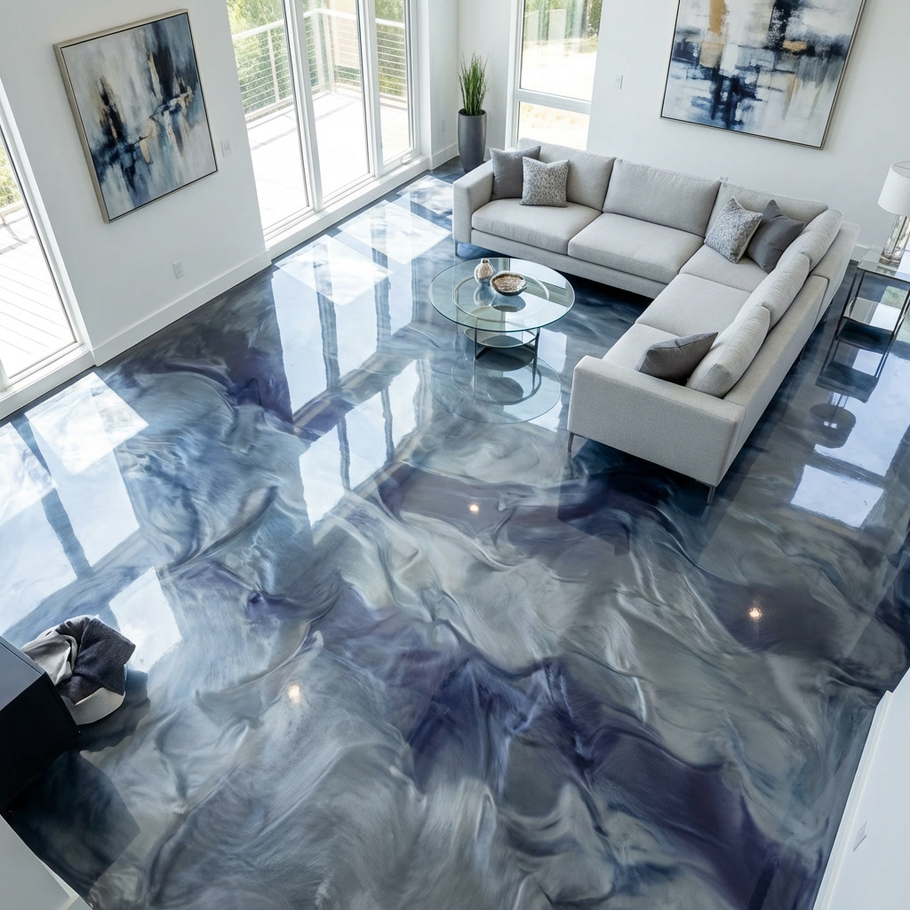 After - beautiful metallic epoxy floor