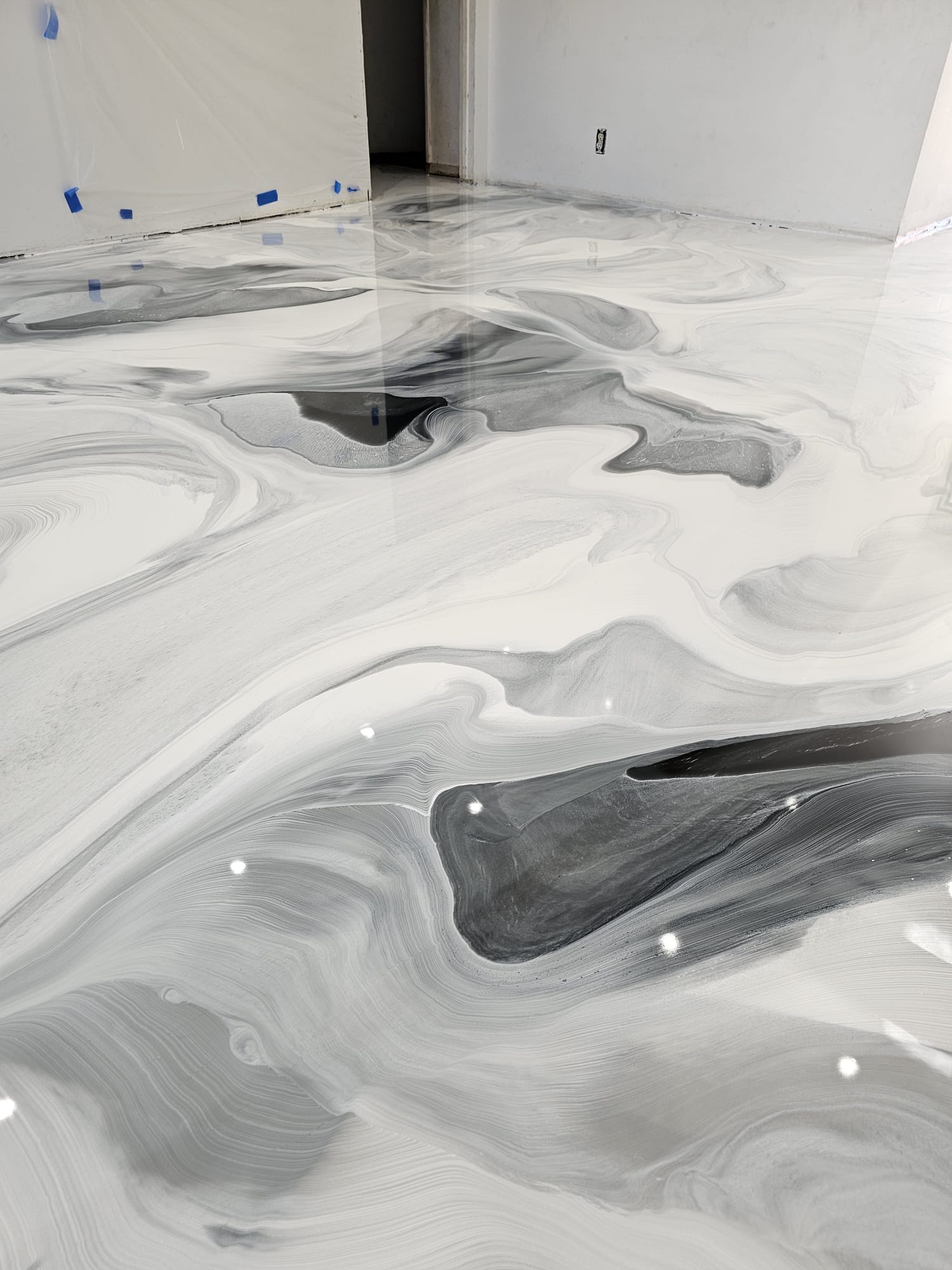 White marble epoxy floor